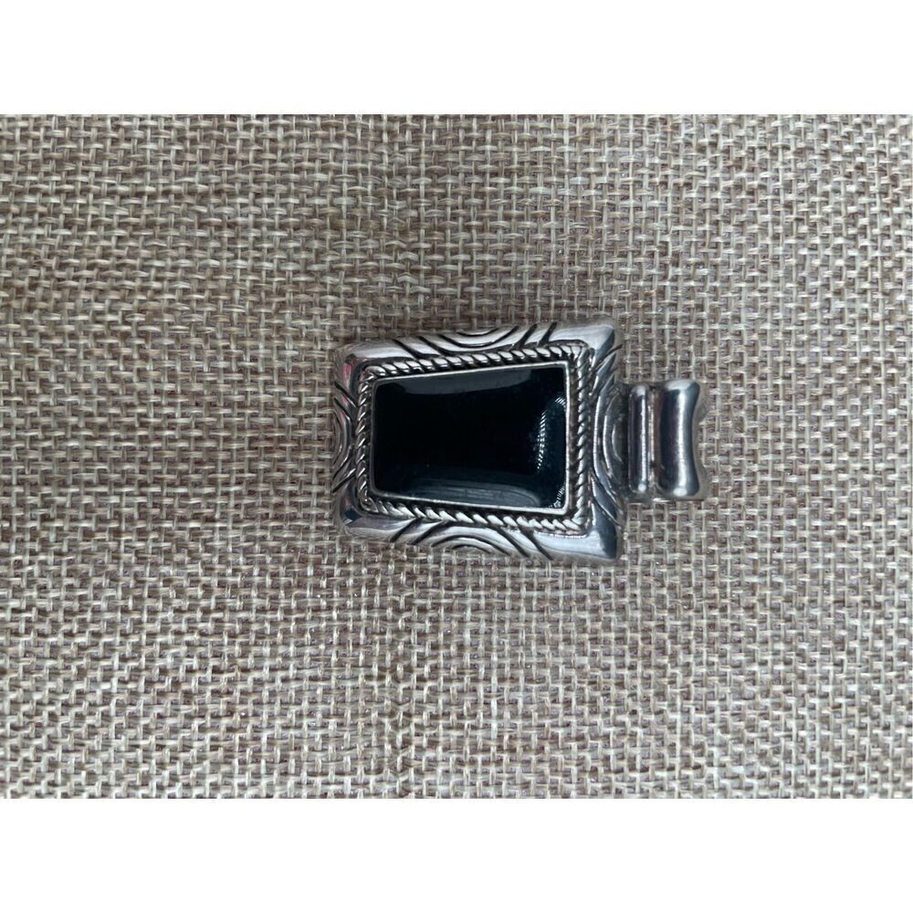 Premier Design Phoenix Silver Tone Black Faux Onyx Pendant Vintage - Picture 4 of 5